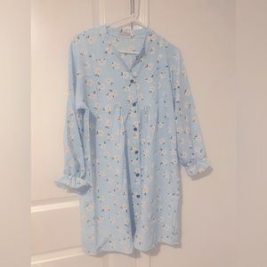 Floral button down light blue shirt